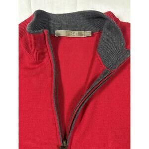 Raffi Men 1/4 Zip Sweater XL 100% Extra Fine Merino Wool Quiet Luxury Red